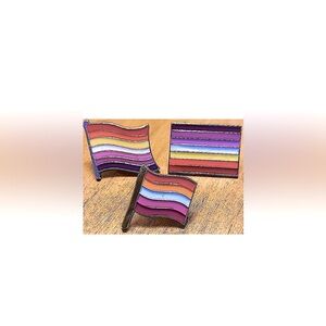 3 LGBTQ+ Lesbian Pride Inclusive Sunset 5 & 7 Striped Flag Pins